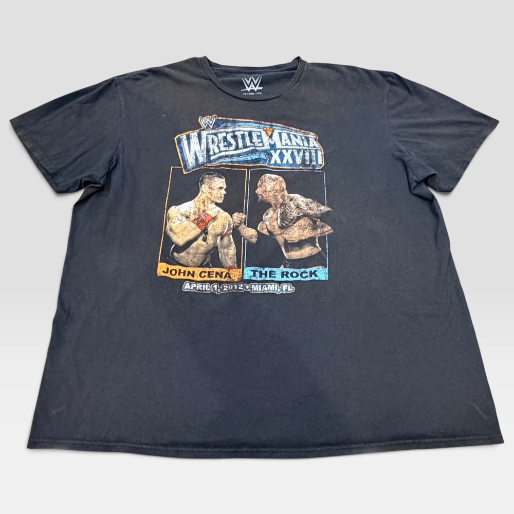WWE WrestleMania XXVIII John Cena vs The Rock Men's Black T-Shirt 2XL